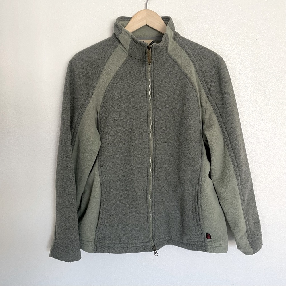 Woolrich Green Full Zip Mockneck Fleece Jacket Women’s Large Gorpcore Camping